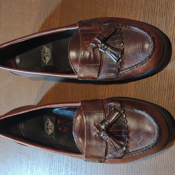 Men's Dockers brown leather kilty tassel loafers, sz 10M #90-7060, bus/casual - Picture 2 of 13